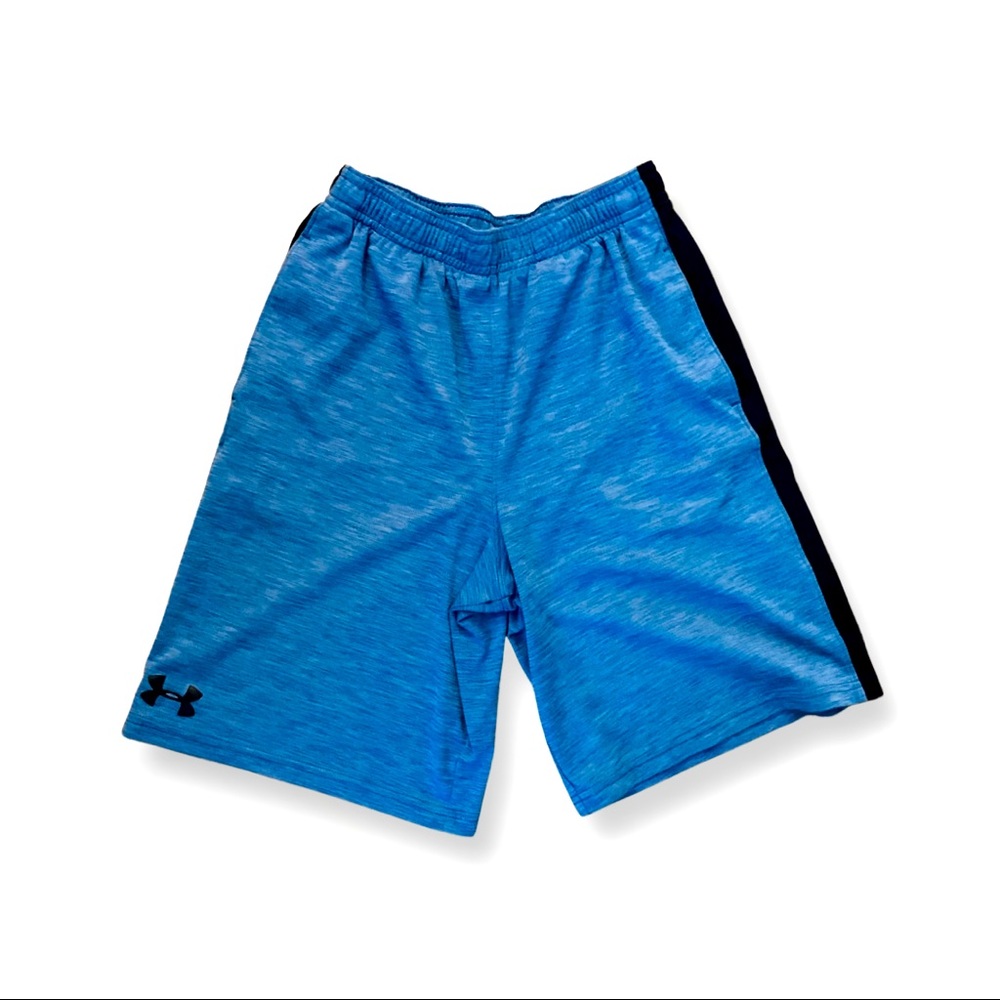 Under Armour Dri Fit Youth Medium Boys Basketball Shorts Heathered Blue/ Navy